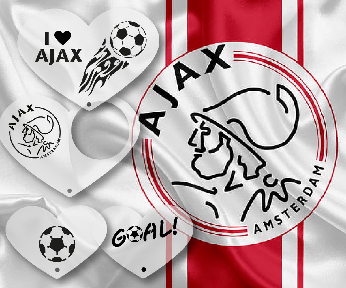 AJAX Stencilset | Voetbal sjablonen AJAX | schminkvoorbeeld AJAX